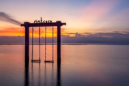 Swing Frame Silhouette at Sunset, Gili Islands, Indonesia Art Print