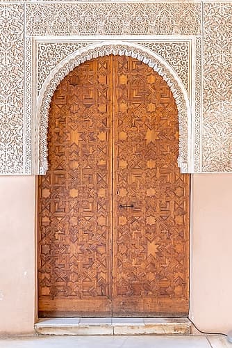 Carved Wooden Moorish Door, Alhambra, Granada, Spain Art déco reproduction