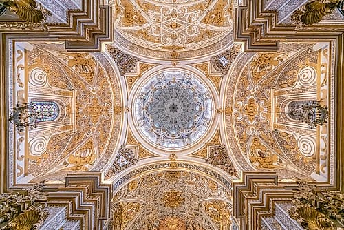Ornate Palace Dome Ceiling Fresco Doré reproduction