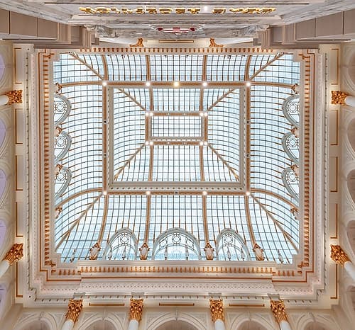 Glass Skylight Ceiling with Gold Trim, Macau Classical Print