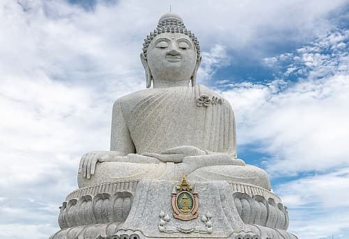 Big Buddha Statue in White Marble, Phuket, Thailand Art Print