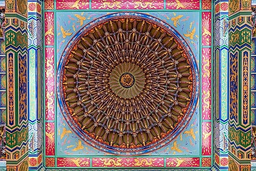 Colorful Mandala Temple Ceiling, Phuket, Thailand Art Print