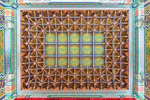 Ornate Woven Pattern Temple Ceiling, Phuket, Thailand Art Print