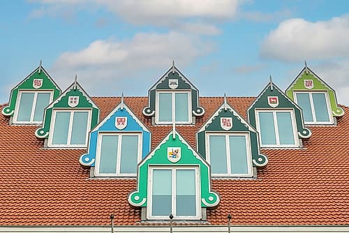 Colorful Dutch Gabled Rooftop Windows, Zaandam, Netherlands Art Print