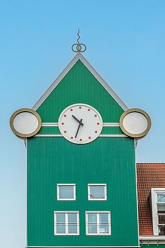 Inntel Hotel Clock Tower Facade, Zaandam, Netherlands Art Print