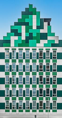 Green Stepped Gable Facade, Zaandam, Netherlands Art Print by Richard Silver