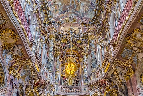 Rococo Church Interior with Gilded Altar, Munich, Germany Doré reproduction