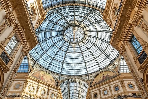 Ornate Glass Dome Ceiling, Galleria Vittorio Emanuele II, Milan, Italy Classical Print