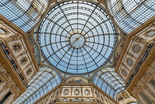 Glass and Iron Dome Interior, Galleria Vittorio Emanuele II, Milan, Italy Classical Print