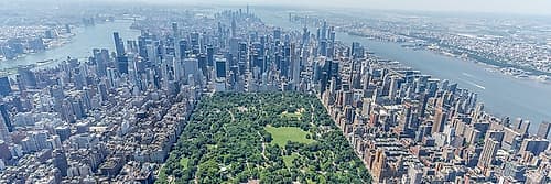 Aerial Panoramic View of Central Park and Manhattan, New York City Art Print by Richard Silver
