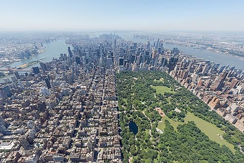 Aerial View of Manhattan Skyline and Central Park, New York City Art Print