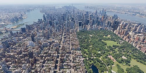 Aerial Panoramic View of Manhattan and Central Park, New York City Art Print by Richard Silver