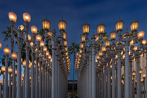 Urban Light Lamp Post Installation at Dusk, Los Angeles, California Art Print