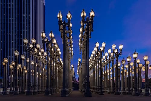 Urban Light Installation at LACMA, Los Angeles, California Art Print by Richard Silver