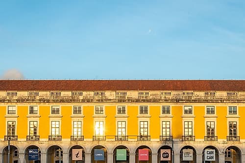 Praca do Comercio Yellow Arcade, Lisbon, Portugal Classical Print