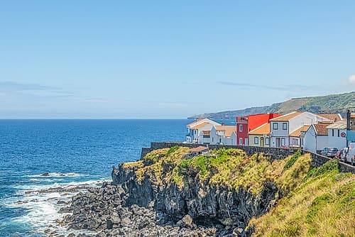 Cliffside Coastal Village, Azores, Portugal Art Print