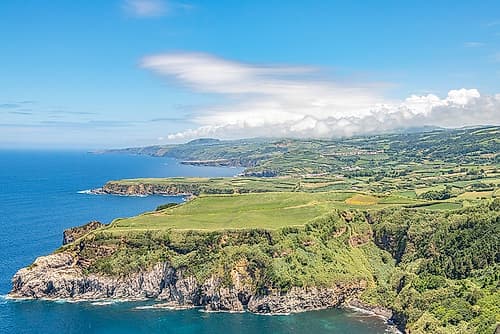 Aerial View of Rugged Coastline, Azores, Portugal Art Print