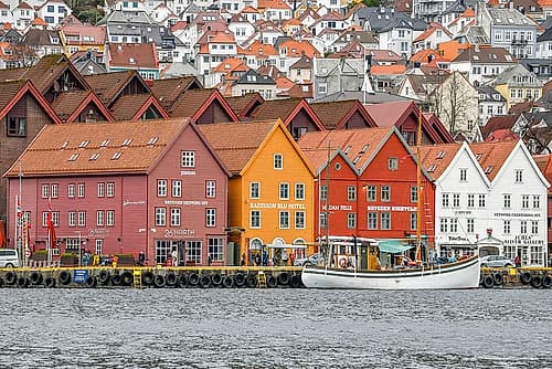 Bryggen Historic Wharf Houses, Bergen, Norway Art Print by Richard Silver
