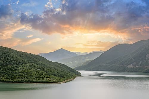 Mountain Lake at Sunset, Georgia Art Print
