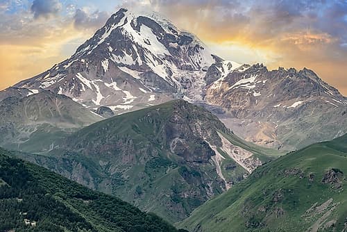 Snow-Capped Mount Kazbek, Georgia Art Print