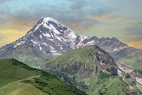 Mount Kazbek at Sunset, Georgia Art Print