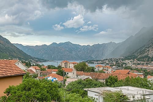Kotor Bay Old Town with Mountain Backdrop, Montenegro Art Print