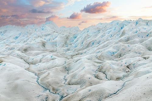 Glacier Ice Ridges at Sunset, Perito Moreno, Patagonia, Argentina Art Print