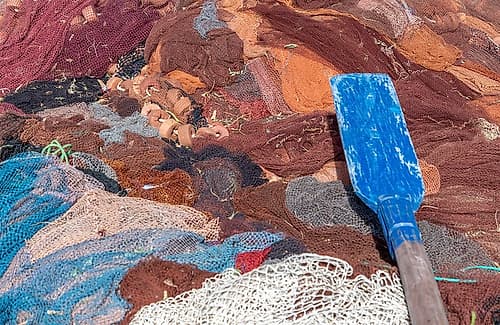 Close-Up of Tangled Fishing Nets Art Print