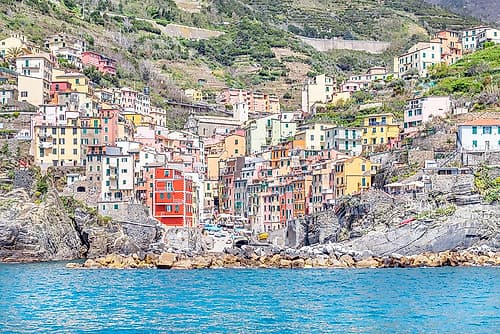 Riomaggiore from the Sea, Cinque Terre, Italy Art Print by Richard Silver