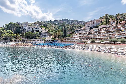 Beach Resort Coastline, Taormina, Sicily, Italy Art Print