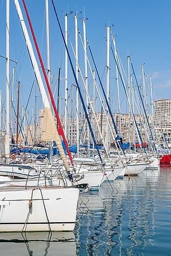 Sailboat Masts at Vieux-Port, Marseille, France Art Print