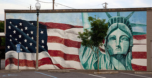 American Flag and Statue of Liberty Mural, Bay Minette, Alabama Art Print