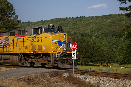 Train Rolls by Rural Countryside Near Gadsden, Alabama Art Print