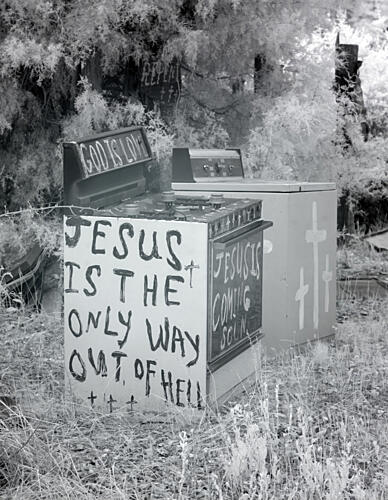 Rough Wooden Crosses and Peeling Hand-Lettered Signs, Prattville, Alabama I Art Print