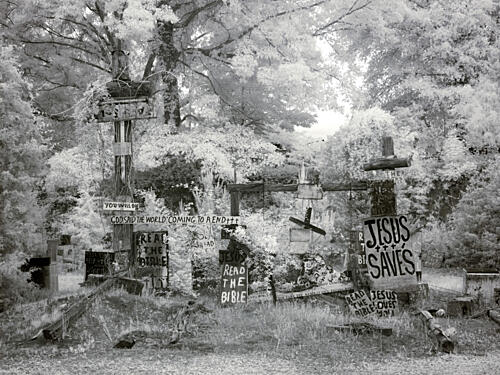 Rough Wooden Crosses and Peeling Hand-Lettered Signs, Prattville, Alabama III Art Print