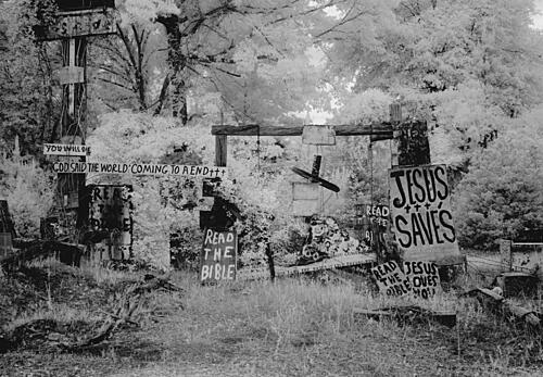 Rough Wooden Crosses and Peeling Hand-Lettered Signs, Prattville, Alabama V Art Print