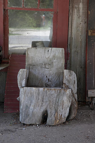 Wood Chair at a Gas Station in Historic Stockton, Alabama Art Print
