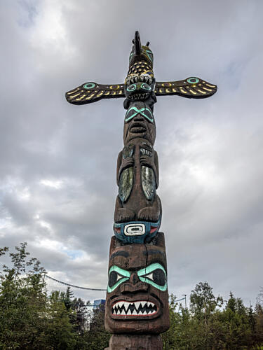 Totem Pole at the Anchorage Arctic Roadrunner Local Burgerman, Alaska Art Print
