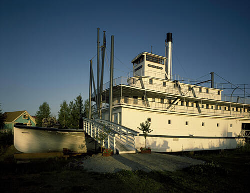 Wheelhouse of the Riverboat Nenana, a Sternwheel Packet Steamer, Fairbanks, Alaska Art Print