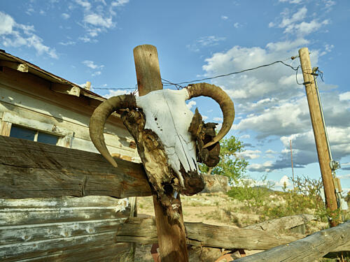 Rustic Fence Decoration Near Antares, Arizona Art Print
