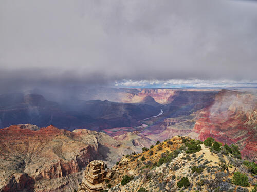 A Storm Brews over the Abyss in Grand Canyon National Park in Northern Arizona Art Print