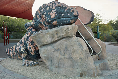 A Childrens Slide in the Form of a Gila Monster in a Park in Carefree, Arizona Art Print