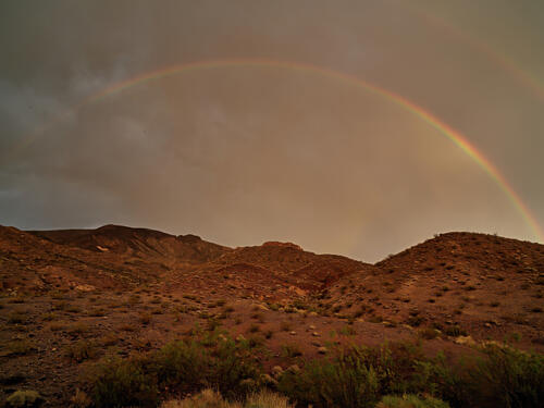 A Rainbow Above Low Mountains Near Dolan Springs, Arizona Art Print