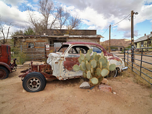 Old Car Outside the Hackberry General Store in Hackberry, Northwestern Arizona Art Print