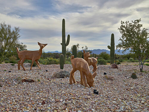 Steel Deer Family in the Town of Marana, North of Tucson, Arizona II Art Print
