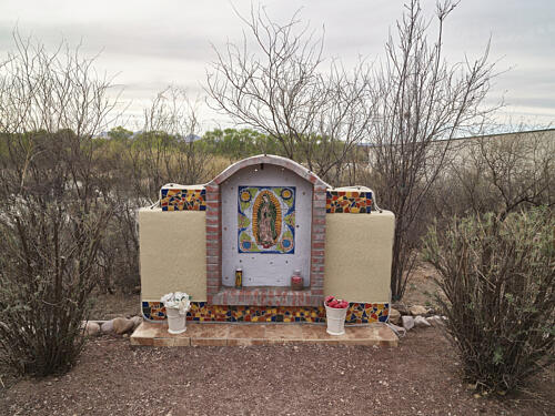 Shrine Scene at Las Laguna de Anza, a Desert Wetland, Nogales, Arizona Art Print
