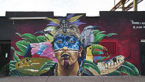 Unsigned Mural on a Building on South Central Avenue in Phoenix, Arizona Art Print