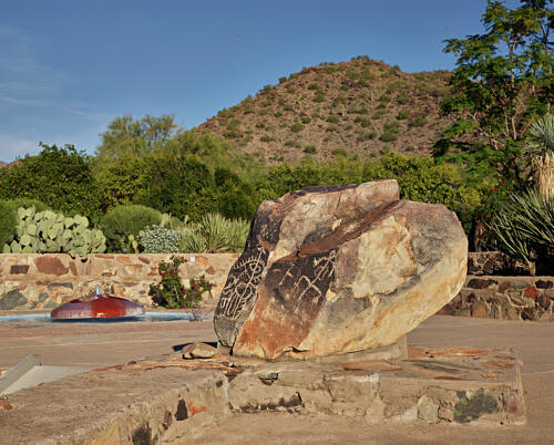 A Petroglyph Mounted Outside Frank Lloyd Wrights Taliesin West, in Scottsdale, Arizona Art Print
