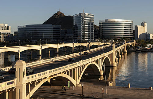 Bridges over the Salt River in Downtown Tempe, Arizona Art Print
