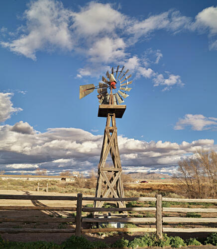 Wooden Windmill Near Truxton, Along Old U.s. Highway 66 in Mohave County, Arizona Art Print